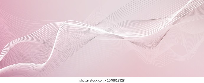 Resumen de un suave fondo rosa con líneas onduladas. Ilustración vectorial.
