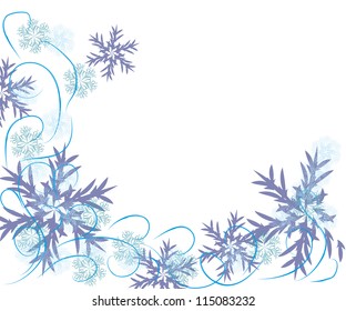 Abstract gentle winter frame with snowflakes