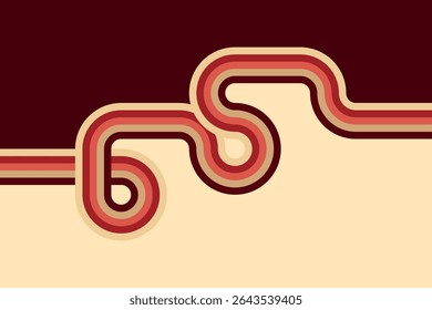 Abstract geo design with retro curved stripes on a dual-color background
