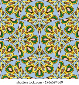 Abstract geo fish scale seamless pattern. Ornamental tile, mosaic background.  Patchwork infinity card.  Modern geometric motifs.
