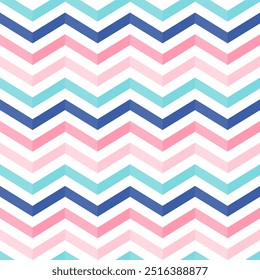 Patrón geométrico Abstractas, fondo de Vector sin costuras. Baldosas de geometría repetible para textiles de moda, telas, Fondos de pantalla, fondos de Web. Turquesa, rosa y azul marino chevron patrón