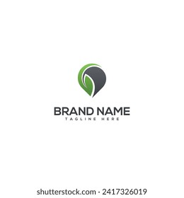 Abstract Geo Leaf Pin Logo Concept sign icon symbol Design.