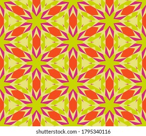 Abstraktes geo nahtloses Muster. Farbiger, geometrischer, ornamentaler Mosaikhintergrund. Hartpapier. Vektorgrafik.        