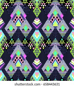 abstract geo zigzag design in young Aztec style - seamless background