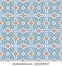 Abstract geoetric shape and diagonal line seamless pattern. Arabesque tile texture in asian decor style