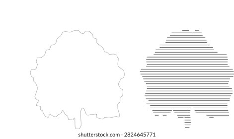 Abstract geographical representation with simple line art and linear fill. Ideal for cartography or information graphics.