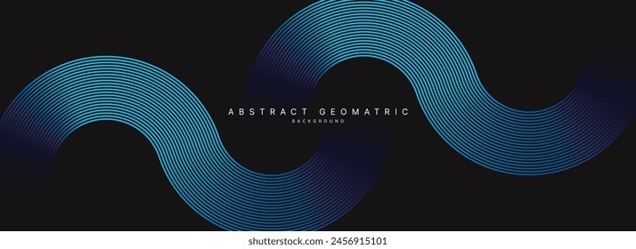 Abstract geomatric background with blue gradient circle lines. Modern futuristic concept. Suit for presentation, website, cover, poster, banner with dark background.