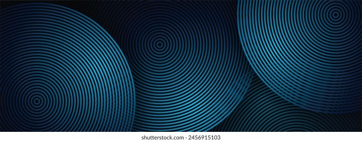 Abstract geomatric background with blue gradient circle lines. Modern futuristic concept. Suit for presentation, website, cover, poster, banner with dark background.