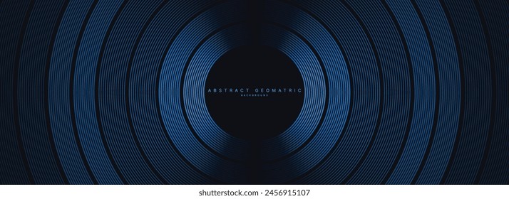 Abstract geomatric background with blue gradient circle lines. Modern futuristic concept. Suit for presentation, website, cover, poster, banner with dark background.