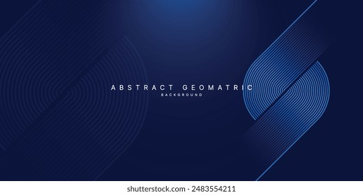 Abstract geomatric background with blue gradient circle lines. Modern futuristic concept. Suit for presentation, website, cover, poster, banner with dark background.	