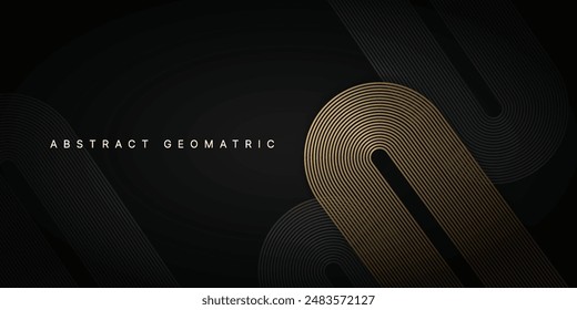 Abstract geomatric background with golden gradient lines. Modern futuristic concept. Suit for presentation, website, cover, poster, banner with dark background.	