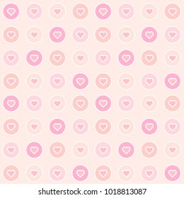 Abstract geomeric background in blush pink colors. Millennial pink rose gold. Seamless vector pattern. Small hearts mosaic