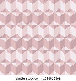 Abstract geomeric background in blush pink colors. Millennial pink rose gold, crystal texture. Seamless vector pattern. 3D surface background.