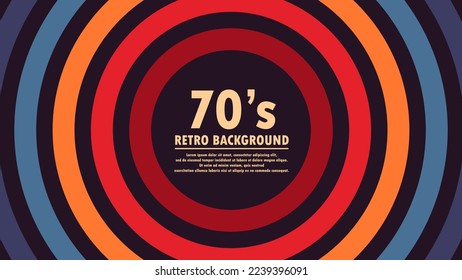 Abstract geometric 1970's background with retro colors and circles element. Design in futuristic retro style. Vector illustration.