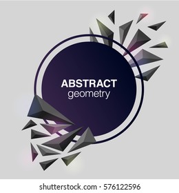 Abstract geometric 3 dimensional black shapes composition with copyspace in the centre