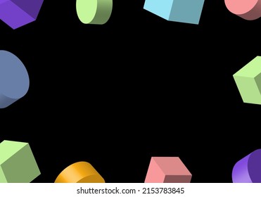 Abstract geometric 3d backdrop on colorful background. Vector graphic illustration.


