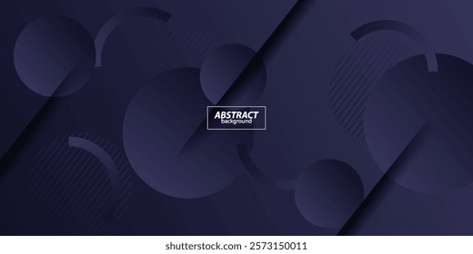 Abstract geometric 3D background in dark colors. Blue elements with circle gradient pattern. Dynamic shapes composition. Vector Eps10
