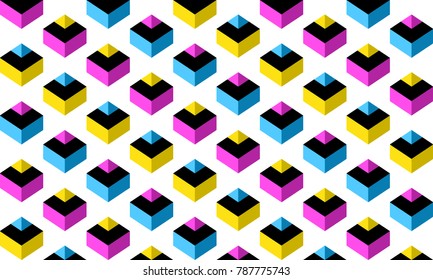 Abstract geometric 3D background in memphis style. Vector.