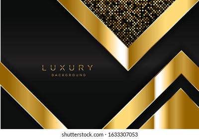Abstract geometric 3d background with realistic gold effect. Vector geometric illustration of golden shape with golden halftone dots. Graphic design element. Luxury decoration