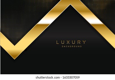 Abstract geometric 3d background with realistic gold effect. Vector geometric illustration of golden shape with golden halftone dots. Graphic design element. Luxury decoration