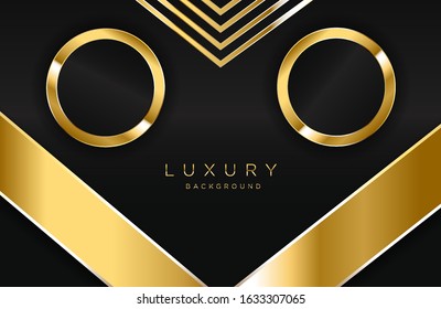 Abstract geometric 3d background with realistic gold effect. Vector geometric illustration of golden shape on dark metal surface. Graphic design element. Luxury decoration