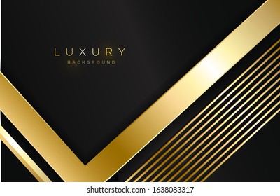 Abstract geometric 3d background with realistic gold effect. Vector geometric illustration of golden shape on dark metal surface. Graphic design element. Luxury decoration