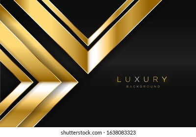 Abstract geometric 3d background with realistic gold effect. Vector geometric illustration of golden shape on dark metal surface. Graphic design element. Luxury decoration
