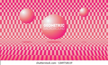 Abstract geometric 3d background with red squares. 