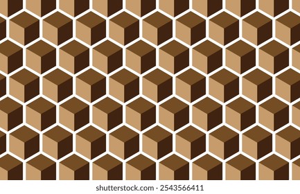 abstract geometric 3d brown seamless cube pattern.