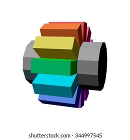Abstract geometric 3d cogwheel. Vector illustration.