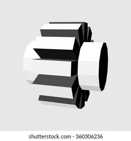 Abstract geometric 3d cogwheel. Vector illustration.