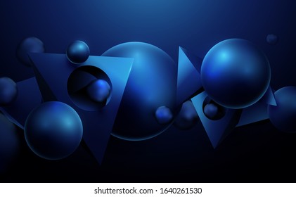 Abstract geometric 3D effect compositions with futuristic concept background