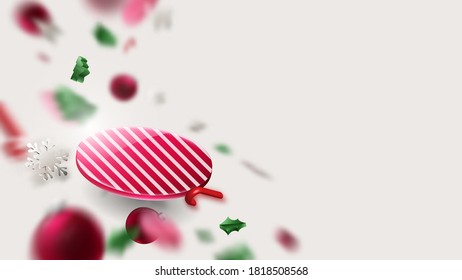 Abstract geometric 3D effect compositions with Christmas, New year ornaments concept background. Vector illustration