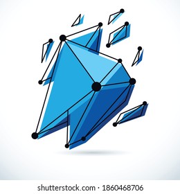 Abstract geometric 3D faceted object, modern digital technology and science theme vector background.  New technology illustration.