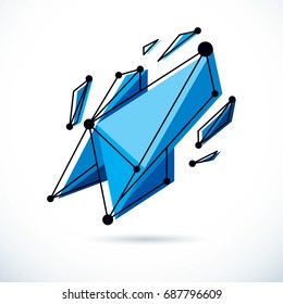 Abstract geometric 3D faceted object, modern digital technology and science theme vector background.  New technology illustration.