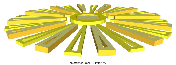 Abstract geometric 3d isometric sun isolated on white background, EPS10 vector illustration.