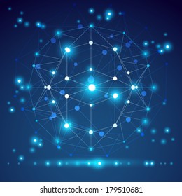 Abstraktes geometrisches 3D-Mesh-Objekt, moderne digitale Technologie und Science-Thema Vektorgrafik, klare eps10.