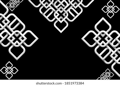Abstract geometric 3d pattern design on black background. Abstract white geometric 3D background. White and gray Cover template, geometric shapes, modern minimal background.Vector illustration.