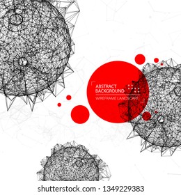 Abstract geometric 3d sphere made of points and lines. Futuristic technology style. 