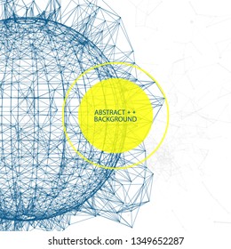 Abstract geometric 3d sphere made of points and lines. Futuristic technology style. 