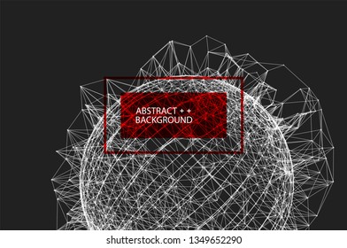 Abstract geometric 3d sphere made of points and lines. Futuristic technology style. 