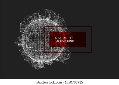 Abstract geometric 3d sphere made of points and lines. Futuristic technology style. 