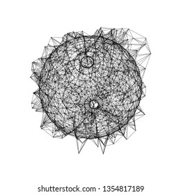 Abstract geometric 3d sphere made of points and lines. Futuristic technology style. 