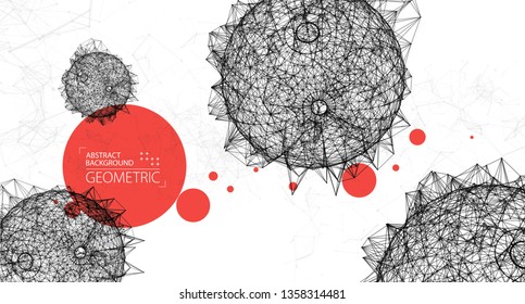 Abstract geometric 3d sphere made of points and lines. Futuristic technology style. 