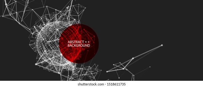 Abstract geometric 3d sphere made of points and lines. Futuristic technology style.