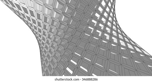 Abstract geometric 3d structure. Architectural background 