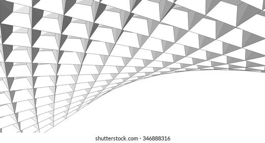 Abstract geometric 3d structure. Architectural background 