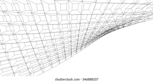 Abstract geometric 3d structure. Architectural background 