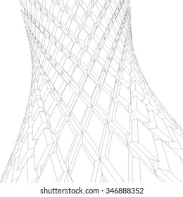 Abstract geometric 3d structure. Architectural background 