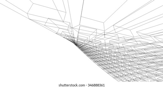 Abstract geometric 3d structure. Architectural background 